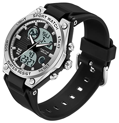 Montre numérique de sport femme étanche noir et argenté