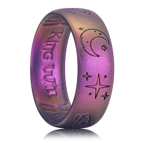 King Will King Will Mens Silicone Wedding Rings Star & Moon Pattern