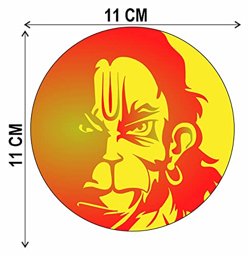 Image of CVANU Hanumanji Angry Face Religious Sticker for Scooty, Bike- All Two Wheeler Vehicle Vinyl Decal Size (11cm X 11cm) Multicolor