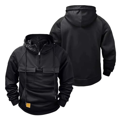 Men's Full Zip Hoodie Long Sleeve Jacket Casual Tops with Pocket Outwear Sport Coat-HeiS||3XL
