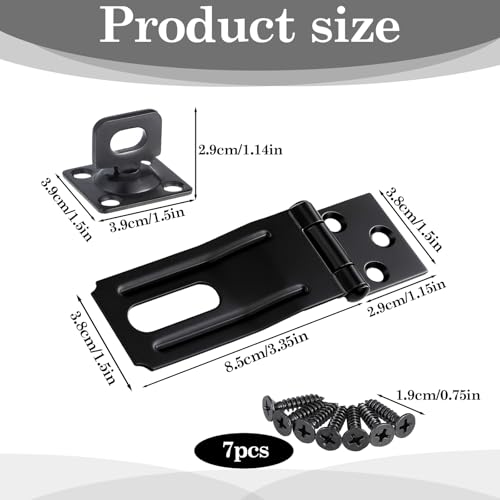 Image of Piriuuo 3-1 /2 inch Swivel Staple Safety Hasps, Metal Gate Door Hasp Latch with Twist Knob- Sturdy Padlock Latch Hasp Lock Latchs for Gate Fence Barn Door Cabinet (Black)