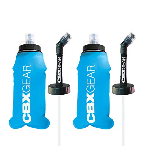Botella de Agua Deportiva con pajilla 500ml de CBX Gear | Soft Flask para Correr, Running, Senderismo, Escalada | Blanda, Ligera y Fácil de Llenar y Agarrar (500ml, Azul)