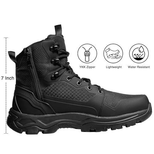 Men's Waterproof Tactical Work Boots lightweight Hiking Shoes For Men Side Zipper Military Combat Boot Botas de trabajo para hombres4