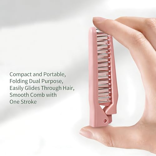 Peine plegable compacto para viaje color rosa miniatura 5
