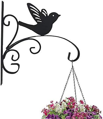 Torch Hanging Plant Bracket Hook Iron Decorative Plant Hanger for Flower Basket Bird Feeder Wind Chime Lanterns with Screws (B-Bird)