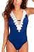 Yonala Color Halter Neck One Piece Monokinis Swimsuit Bathing Suit