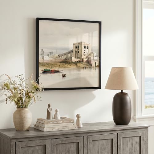 Image of Americanflat 18x18 Picture Frame with Polished Plexiglass - Streamline Collection - Thin Border Square Frame for Wall Display - Hanging Hardware Included - Black