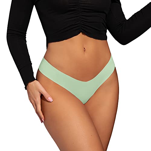 Image of DEANGELMON Women Seamless Bikini Cheeky Underwear Invisible No Show Panties V-Waist Hipster Ladies Soft Stretch Multi Pack