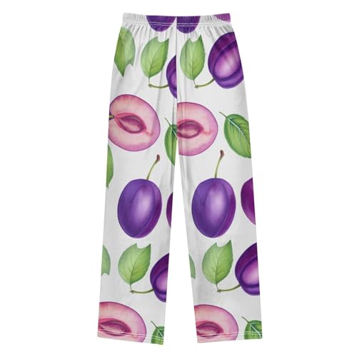 J JOYSAY Fresh Plum Leaves White Pajamas Pants Soft Long Pajama Bottoms Lounge Sleep Pants Size S-XL2