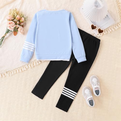Image of OLMRJKD Kids Toddler Girls Clothes Figure Graphic Drop Shoulder Top Pullover Spotted Print Pants Fall Winter Outfit Set