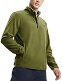 TBMPOY Men's Fleece Pullover Sweater Lightweight Quarter Zip Long Sleeve Sweatshirt Casual Sweaters Zipper Pockets Army Green L