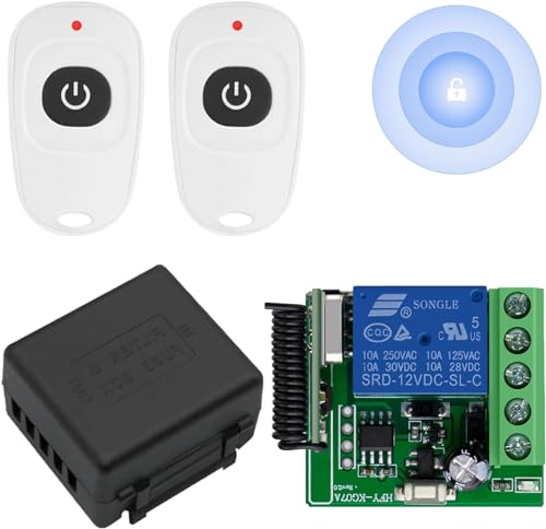 Inalámbrico Relé Interruptor de Control Remoto Universal Puerta Receptor Universal, Interruptor de Control Remoto 12V 1 Canal 433Mhz RF