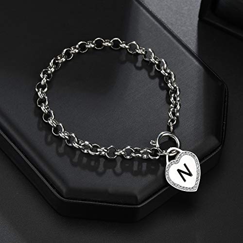 Image of CaleesLLC Letter A to Z Initial Charm Bracelet Adjustable Stainless Steel Anklet Personalized Wrist Link for Women