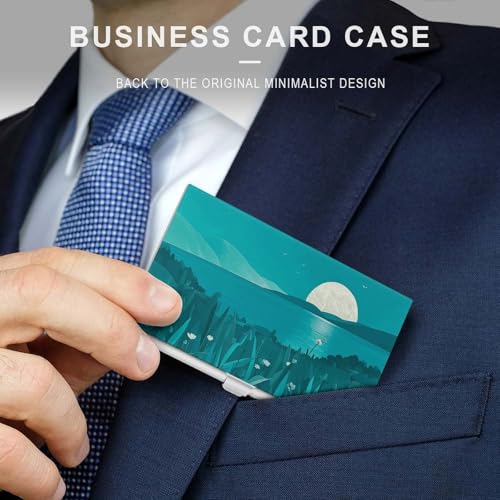 Business Card Holder Teal Blue Slim Business Card Case Professional Name Card Holders Purse Name Card Organizer Minimalist Pocket Card Cases for Men Women3