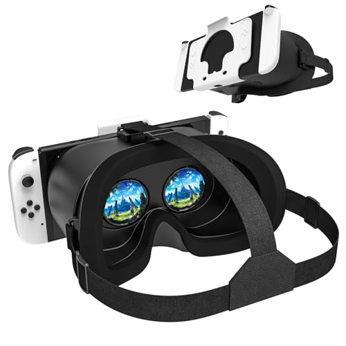 VR Headset for Nintendo Switch & OLED Model Upgraded, Virtual Reality VR Glasses with Adjustable HD Lenses Comfortable Head Strap, 3D Goggles for Nintendo Switch OLED VR Games Cool Stuff for Kids Boys