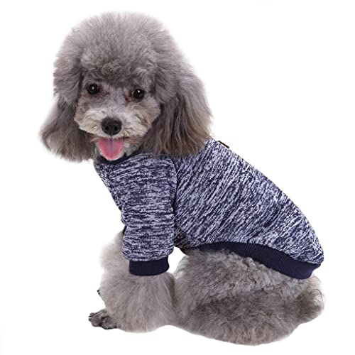 Jecikelon Pet Dog Clothes Dog Sweater Soft Thickening Warm Pup Dogs Shirt Winter Puppy Sweater For Dogs (Navy Blue, Xxs) #TOP6