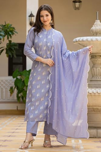 Image of SHIENZY Women's Silk Blend Kurta Pant with Dupatta Set