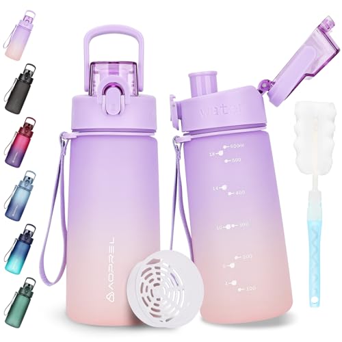 AOPREL Trinkflasche 600ml, Wasserflasche BPA-Frei aus Tritan, Sport...