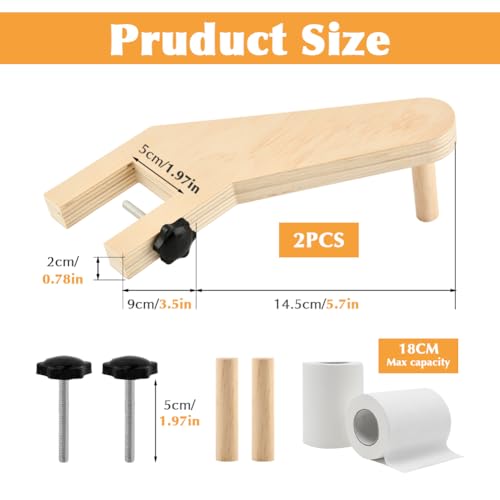 1 Pair Craft Paper Roll Holder,Wooden Craft-Paper Roll Holder Dispenser,Adjustable Width,Tabletop Easel Wrapping-Paper Dispenser for Art Supplies,for Home Office,Fits 0.79-1.97'' Thick Table — view 6