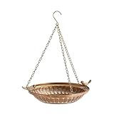 Retrome Iron Hanging Bird Baths for Outdoors - Copper Color Hanging BirdBath Basin - Bird Feeder Bowl Plate Tray for Outside Garden Patio Decoration - 11 Inches