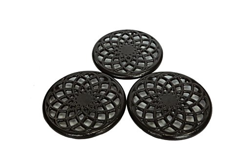 Get Special Price Trademark Innovations Cast Iron Decorative Metal Trivet Set, 7.5, Black