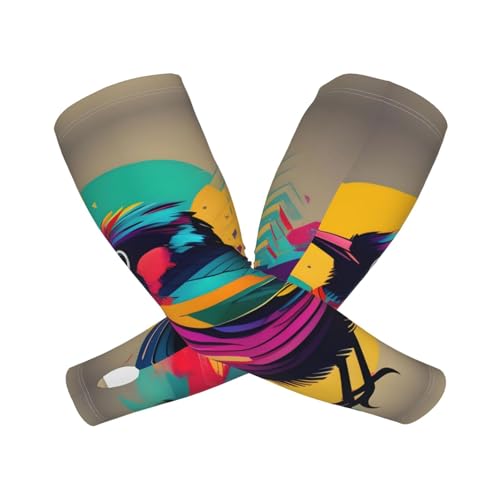 MyPiky Manicotti di raffreddamento con stampa uccello colorato maniche di raffreddamento maniche da baseball maniche da sole per donne uomini giardino sport fattoria