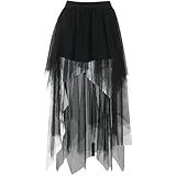 YLDMSDDB Jupe Joupe Irrégulière À Taille Haute Net pour Femmes Décontractée De Style Gothique Sexy Et Charmant Noir XL