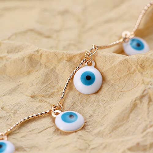 Dremmy Studios Blue Evil Eye Dangle Anklet Bracelet For Women,14K Gold Plated Danity Evil Eye Anklet Beach Foot Chain Lucky Protection Jewelry Birthday Gift For Women Girls #TOP4