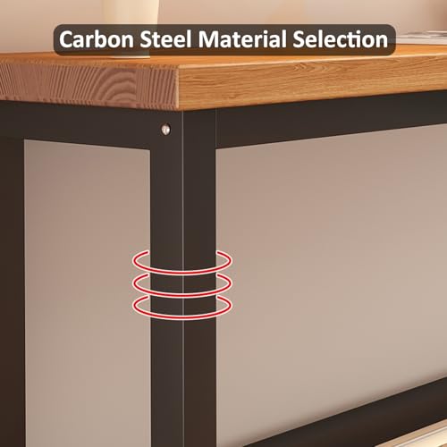 Mesa de bar rectangular estrecha de madera natural para espacios pequeños 7
