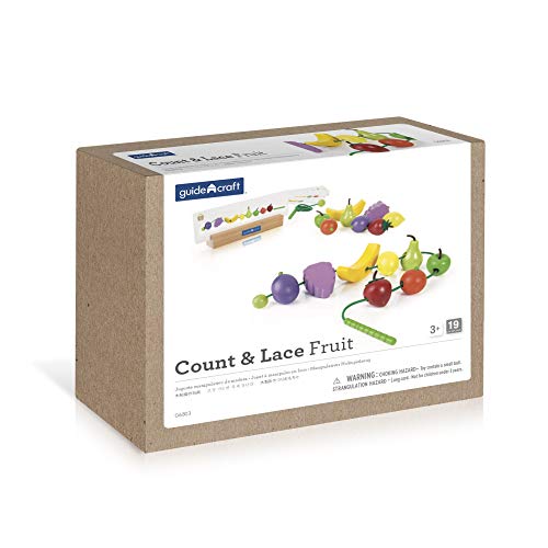 Guidecraft Count And Lace Fruit - Wooden Multi-Color Fruits Set For Toddlers, Kids Learning & Educational Toys #TOP1