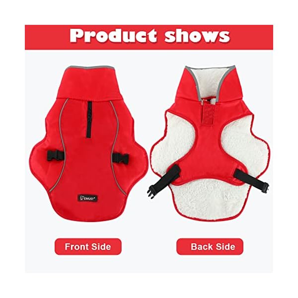 EMUST Dog Cold Weather Coats, Fleece Lining Small/Medium/Large Dog Jacket for Winter, Warm Waterproof Dog Winter Clothes for Large Dogs, Red, XL EMUST Dog Cold Weather Coats, Fleece Lining Small/Medium/Large Dog Jacket for Winter, Warm Waterproof Dog Winter Clothes for Large Dogs, Red, XL
