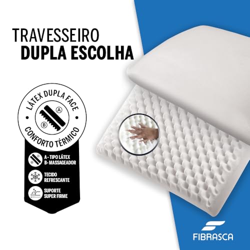 Travesseiro Ortopédico Latex Alto Firme - Dupla Escolha – p/Fronhas 50x70cm - Fibrasca - Branco