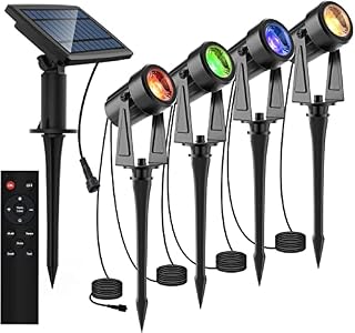 SUNTHIN Solar LED Landscape Spotlights,4-in-1 Color Changing RGB,Low Voltage Auto On/Off,4W Solar Powered Outdoor Spotlights,IP65 Waterproof for Garden,Yard,Driveway,Lawn,Walkway,Patio