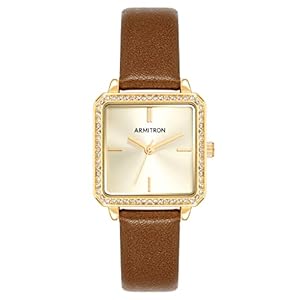 Armitron Women’s Genuine Crystal Accented Leather Strap Watch, 75/5597