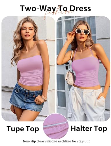 Image of Avidlove Halter Tops for Women Going Out Double Lined Sexy Crop Tank Top Ruched Slim Fit Cami Y2K Outfits Womens Summer Tops