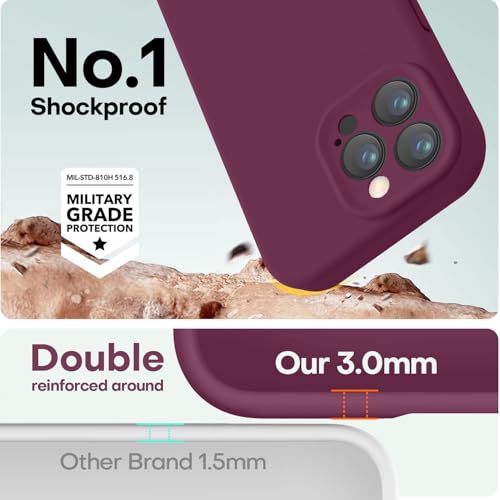 Image of LOVE 3000 Designed for iPhone 16 Pro Max Case, Premium Silicone with [Soft Anti-Scratch Microfiber Lining] Shockproof Protective Phone Case for Men Women Girls 6.9 inch, WineRed