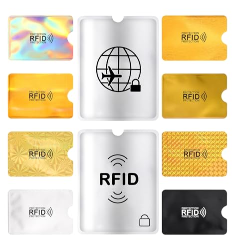 30Pcs Credit Card Protector, Colorful Protectors with Passport Holders, Waterproof Aluminum Foil for Electronic Theft Prevention & Travel Security (Gold, Silver, Black)