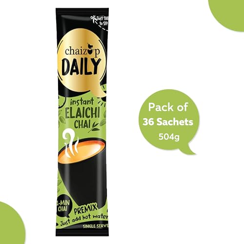 Image of Chaizup Daily 1 Min Instant Elachi Chai Premix - 36 Sachets | Elachi Flavours | 36 Servings | 504g