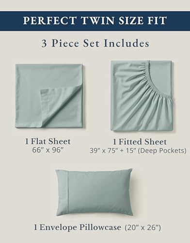 Image of LANE LINEN 100% Organic Cotton Twin Bed Sheet Set, Mercerized Fully Elasticized Eco Friendly Sustainably Produced Bedding Sheets & Pillowcase Set, 15 inch Deep Pocket Twin Sheets - French Blue