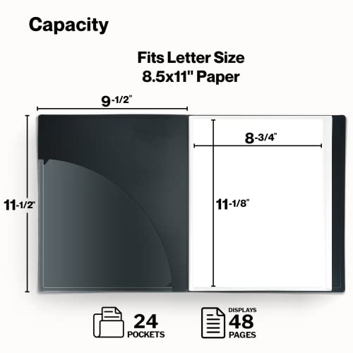 Cranbury Pink Presentation Binder With Sleeves - 8.5X11 Presentation Book, 24 Pockets Display 48 Pages, 8.5 X 11 Folder With Clear Sheet Protectors, Letter Size Document Portfolio, Archival Quality #TOP4