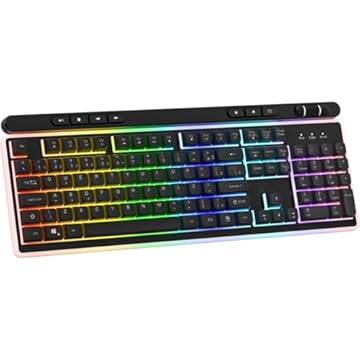 Teclado Gamer Semi Mecanico Sem Fio Wireless Recarregavel Pc Abnt2 Silencioso Sem Barulho Ergonômico Anti-Ghosting Iluminado Led Rainbow Rgb