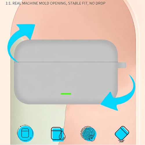 Image of Aniex Silicone Case Cover for realme Buds T500 Pro, Shockproof, Anti-Slip, Dustproof, Scratch Resistant, with Carabiner Hook, Full Body Protection (Grey)