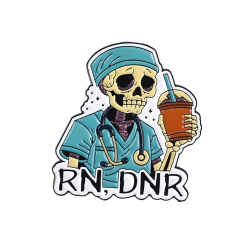 RN Registered Nurse Enamel Pin, Funny Skeleton RN DNR Nursing Squad Brooches, Funny Gift For Medical Student Graduation, ER RN Nurse Pride Gift, Nursing Humor Meme Badge Brooches