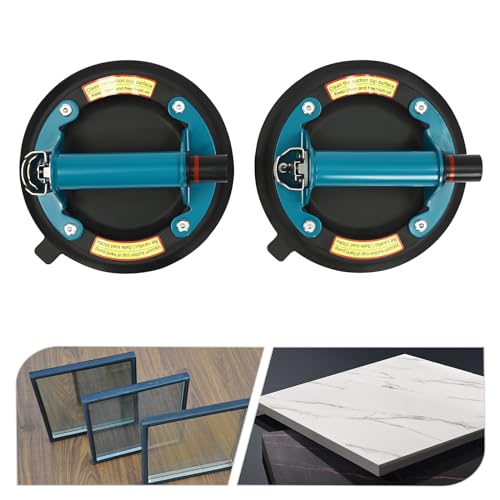 Glass Suction Cups to Lift Large Glass, Heavy Duty Industrial Vacuum Suction Cups, 350lbs Load Capacity 2 Pack Vacuum Suction Cups for Replace Auto Windshield, Tile, Granite, Floor