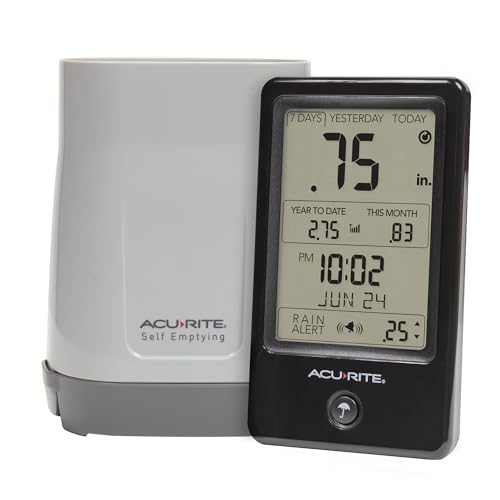 AcuRite Wireless Rain Gauge with Self-Emptying Rain Collector with Rainfall History, Alerts, and Current Date and Time (02446M) by AcuRite - Used condition - US$34.44
