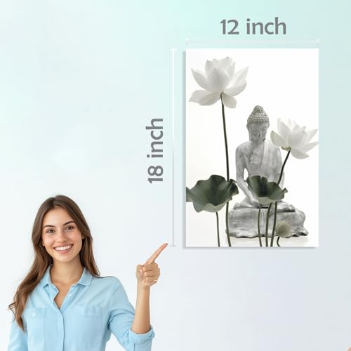 Image of SiddArtify Serene Buddha - Lotus Flower Art Print Set - 300GSM Board - 12x18 Inch - Pack of 6 Wall Room Decoration art Poster Prints