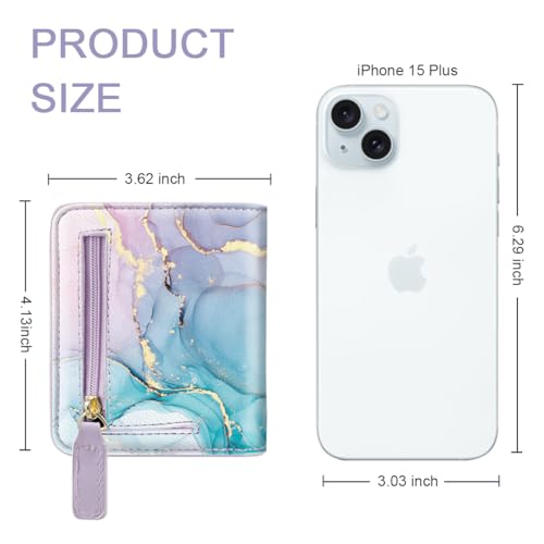Image of Small Womens Wallet Thin Credit Card Holder Pocket Mini Purse | Compact Women Slim RFID Blocking Wallets Bifold Ladies Pocket Card Holders for Travel & Daily Use, Colorful