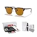 Ray-Ban RB3016 Clubmaster 130933 51M Havana/Crystal Lens B-15 Brown Square Sunglasses for Men for Women +Bundle with Accessory Eyewear Kit