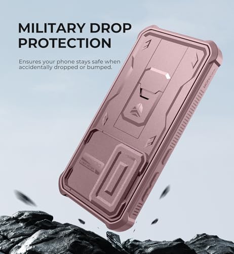 Image of Dexnor for Samsung Galaxy S24 Case with Built-in Slide Camera Cover & Screen Protector & Kickstand, Heavy-Duty Shockproof Rugged Case Full-Body Bumper Protective Cover for Galaxy S24 (2024),Peony Pink