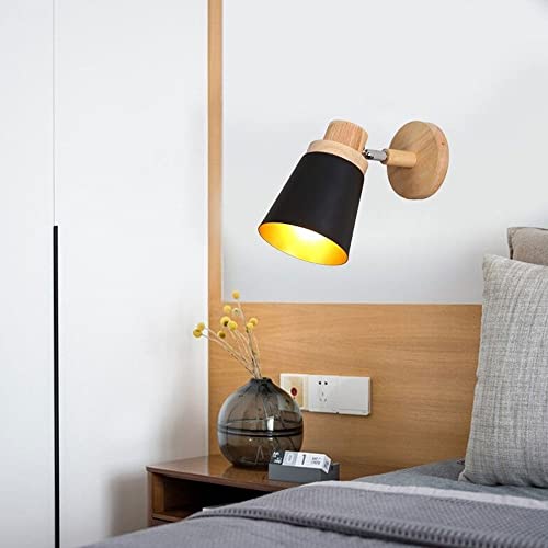 Aplique de pared nórdico de madera y metal para iluminación de dormitorios modernos 7